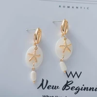 feverfree new trendy lovely korean earrings 2019 temperament personality starfish shell stone drop earrings for women oorbellen