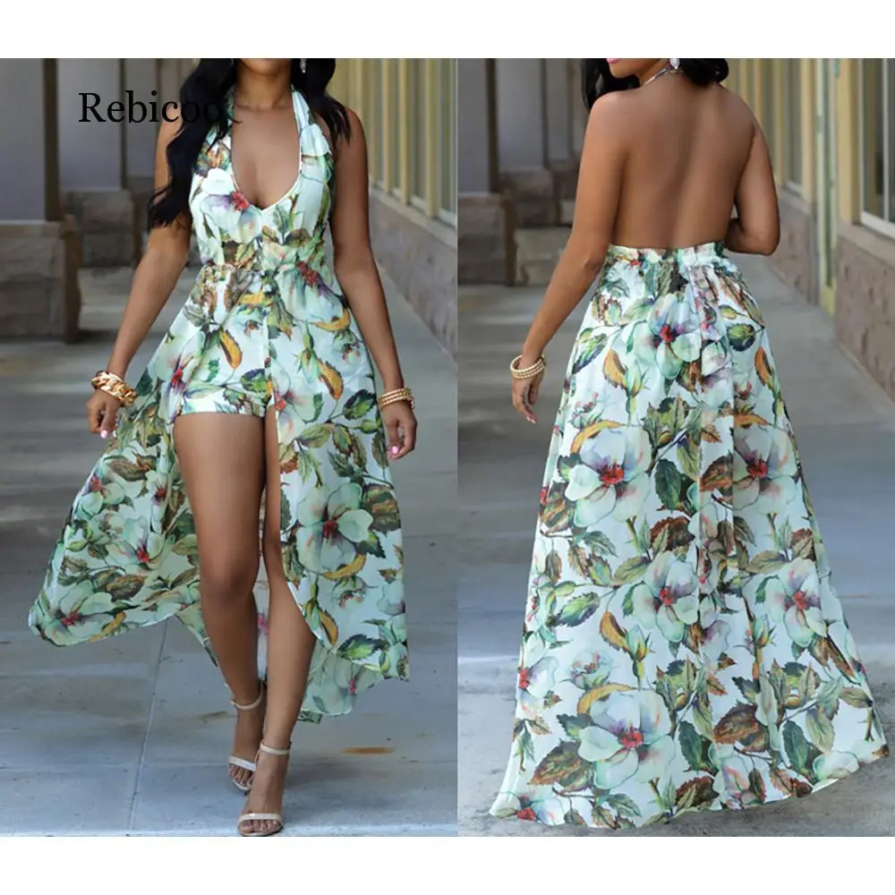 Женское длинное платье-макси в богемном стиле шифоновое платье с цветочным