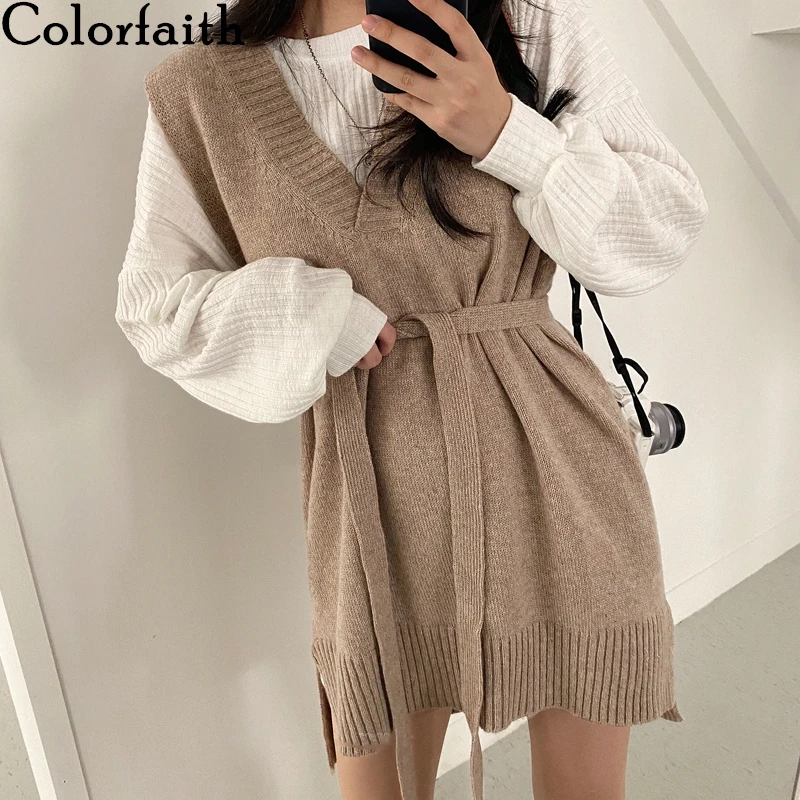 

Платье женское трикотажное без рукавов, с V-образным вырезом, на шнуровке, весна-осень 2021