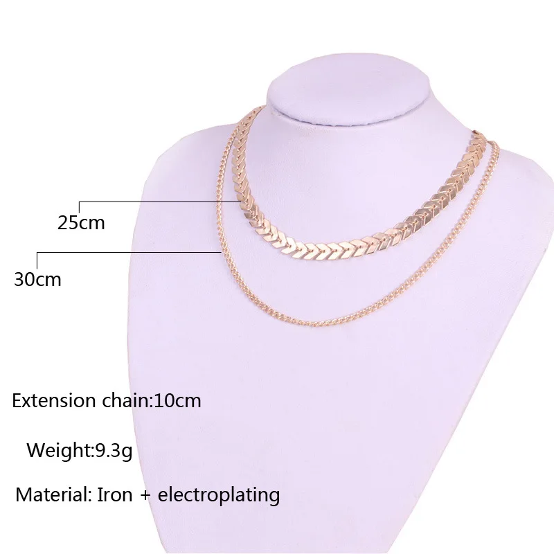 

New Multi Arrow Choker Necklace Women Two Layers Necklaces Gold Color Fishbone Plane Plane Necklace Charm Chocker Jewelry