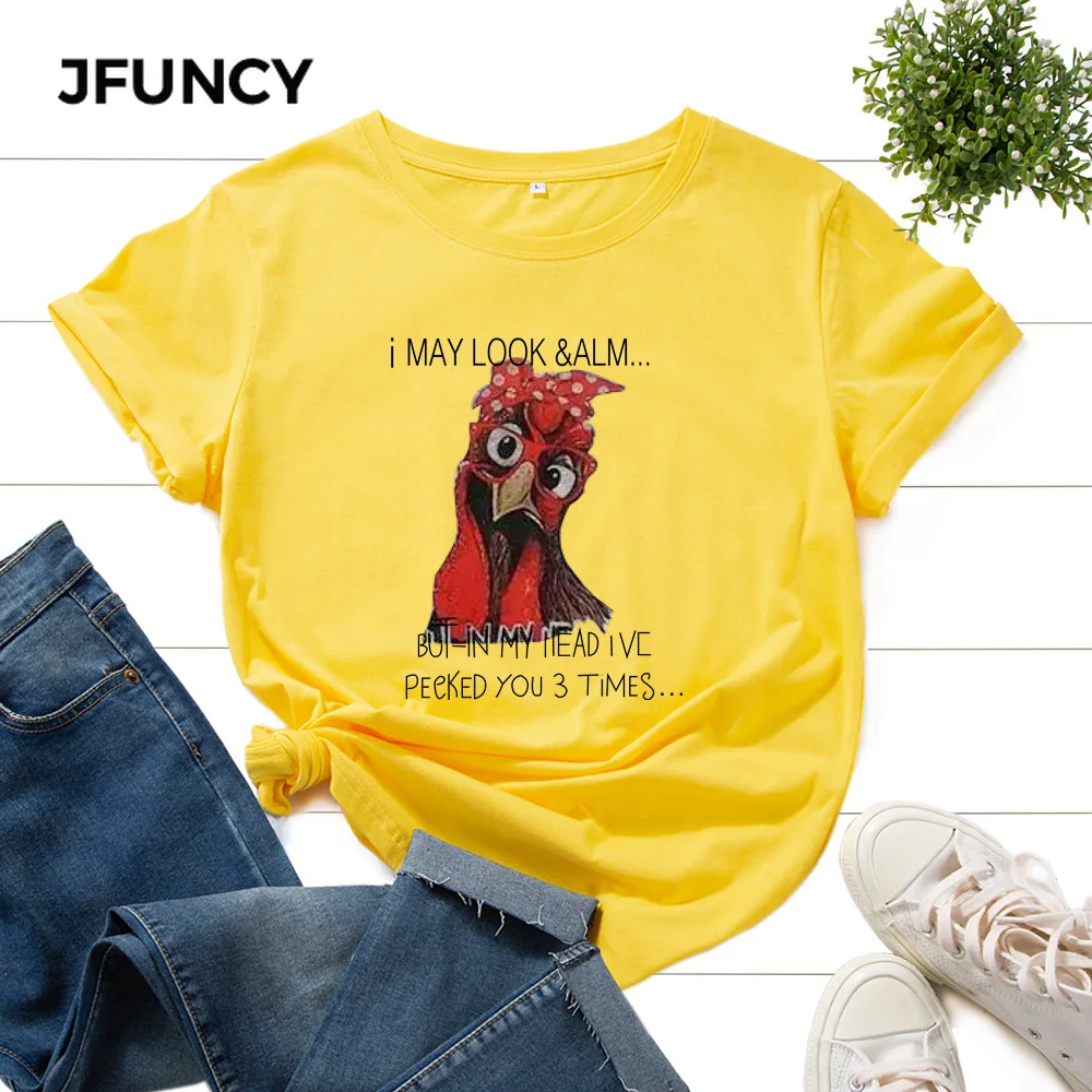 JFUNCY женские футболки размера плюс, летний хлопковый топ, женская футболка большого размера, женские футболки с коротким рукавом, Женская По...