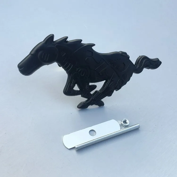 Автомобильный стиль 3D металлический Мустанг Лошадь передний капот решетка эмблема наклейки на автомобиль бегущая лошадь наклейка для Ford Mustang авто аксессуары Shelby GT - Название цвета: black