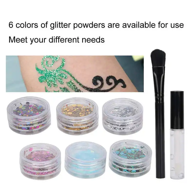 6 цветов блестящая пудра для лица блестящий клей волос Рождественский набор