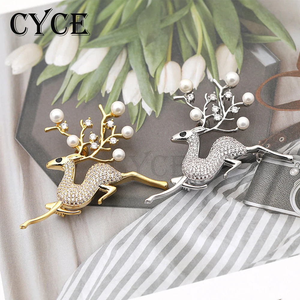 

CYCE Christmas Elk Brooches For Women Men Jewelry Exquisite Pearl Rhinestone Deer Brooch Pins Accessories Couples Gifts 2021