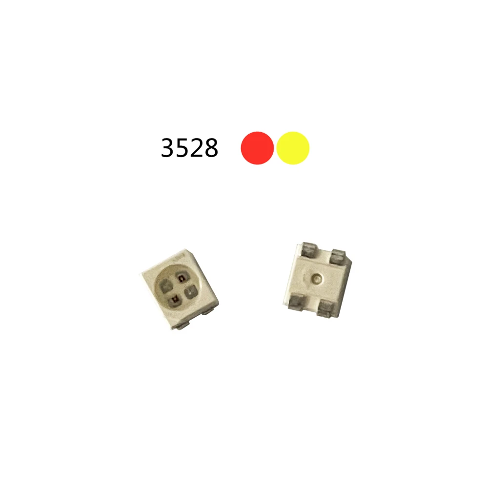 50 Uds. De luces led smd bicolor, 3528 ámbar + amarillo PLCC-4, 617nm + 587nm, 50mA, 2V, 0,1 w, cuentas de luz, capas T67B, puesta T67B