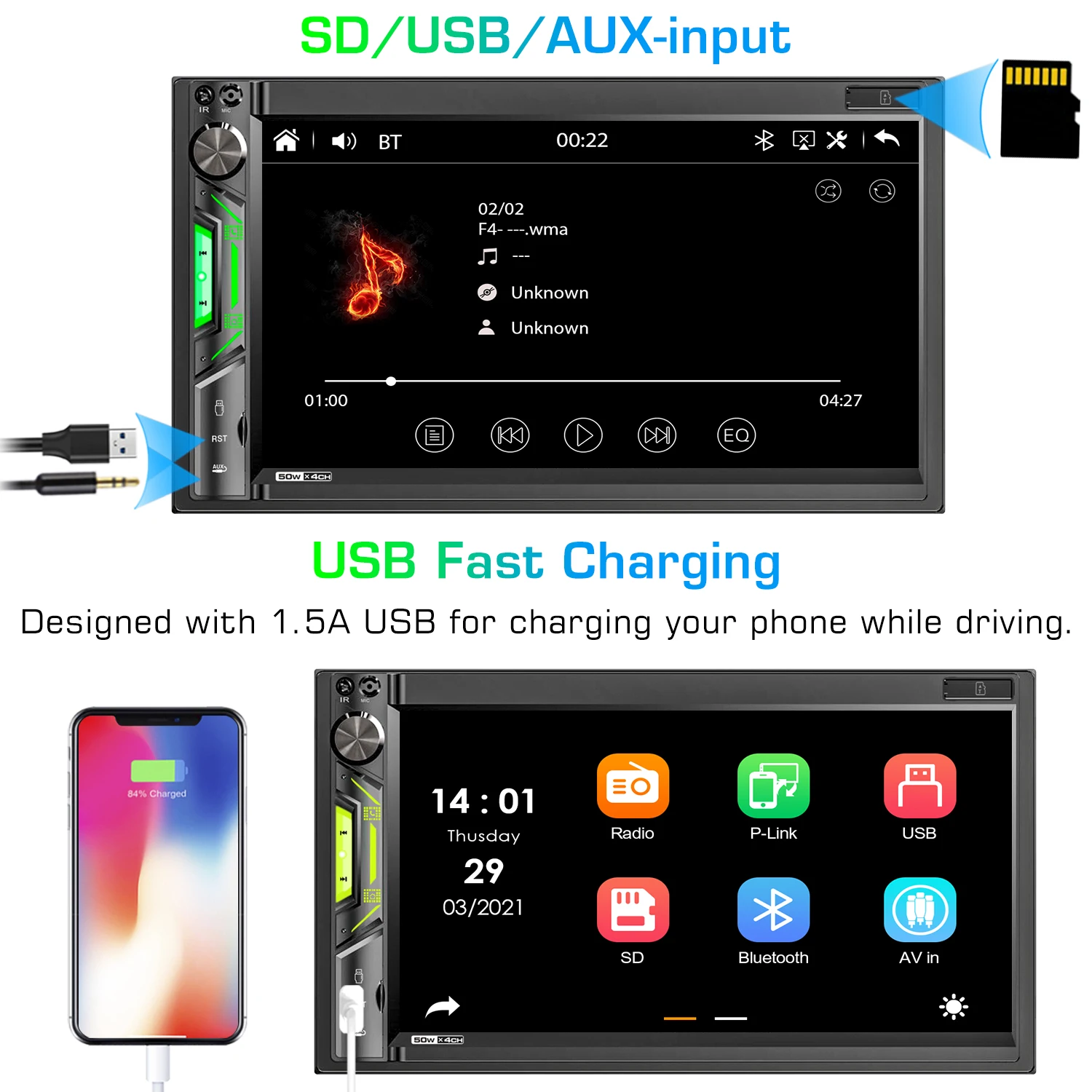 Универсальный автомобильный радиоприемник MP5 плеер Bluetooth FM Apple Carplay Автомагнитола