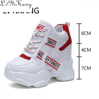 2019 white trendy shoes women high top sneakers women platform ankle boots basket femme chaussures femmes height increase shoes