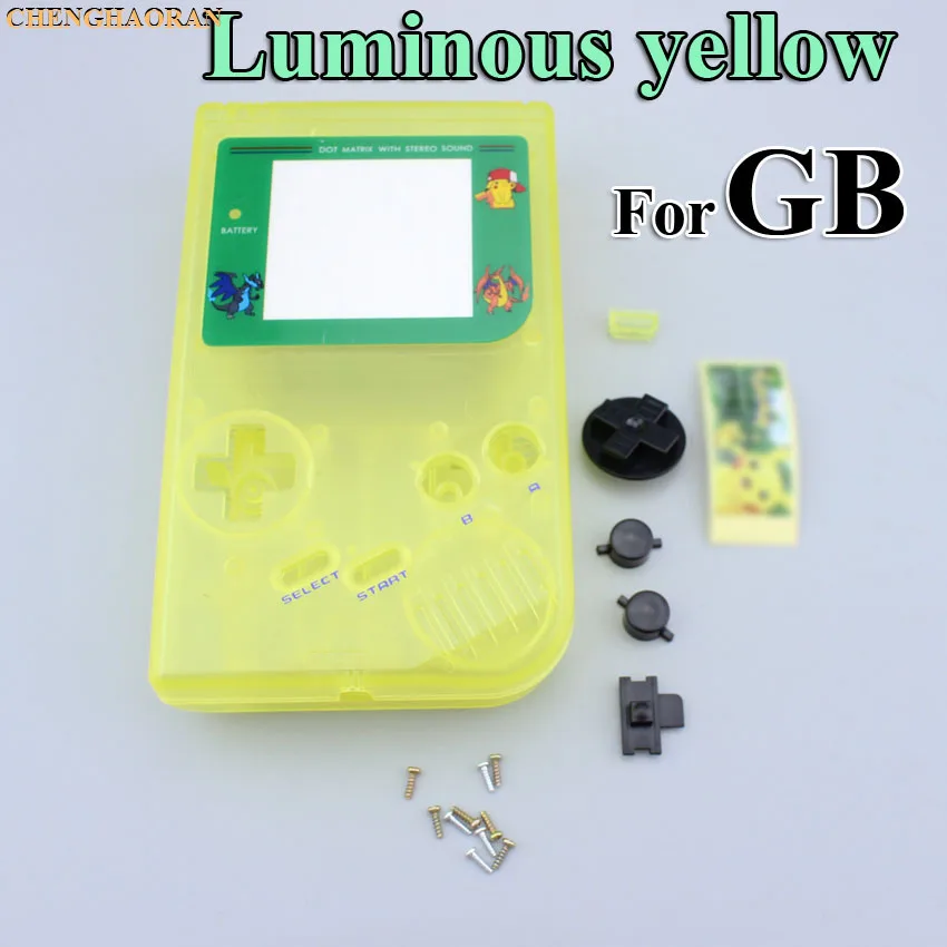 O Luminous Yellow 1 Набор 15 цветов доступны игры Замена чехол Пластик крышка чехла для ГБ для Gameboy классической консоли чехол Полный корпус - Цвет: O Luminous Yellow