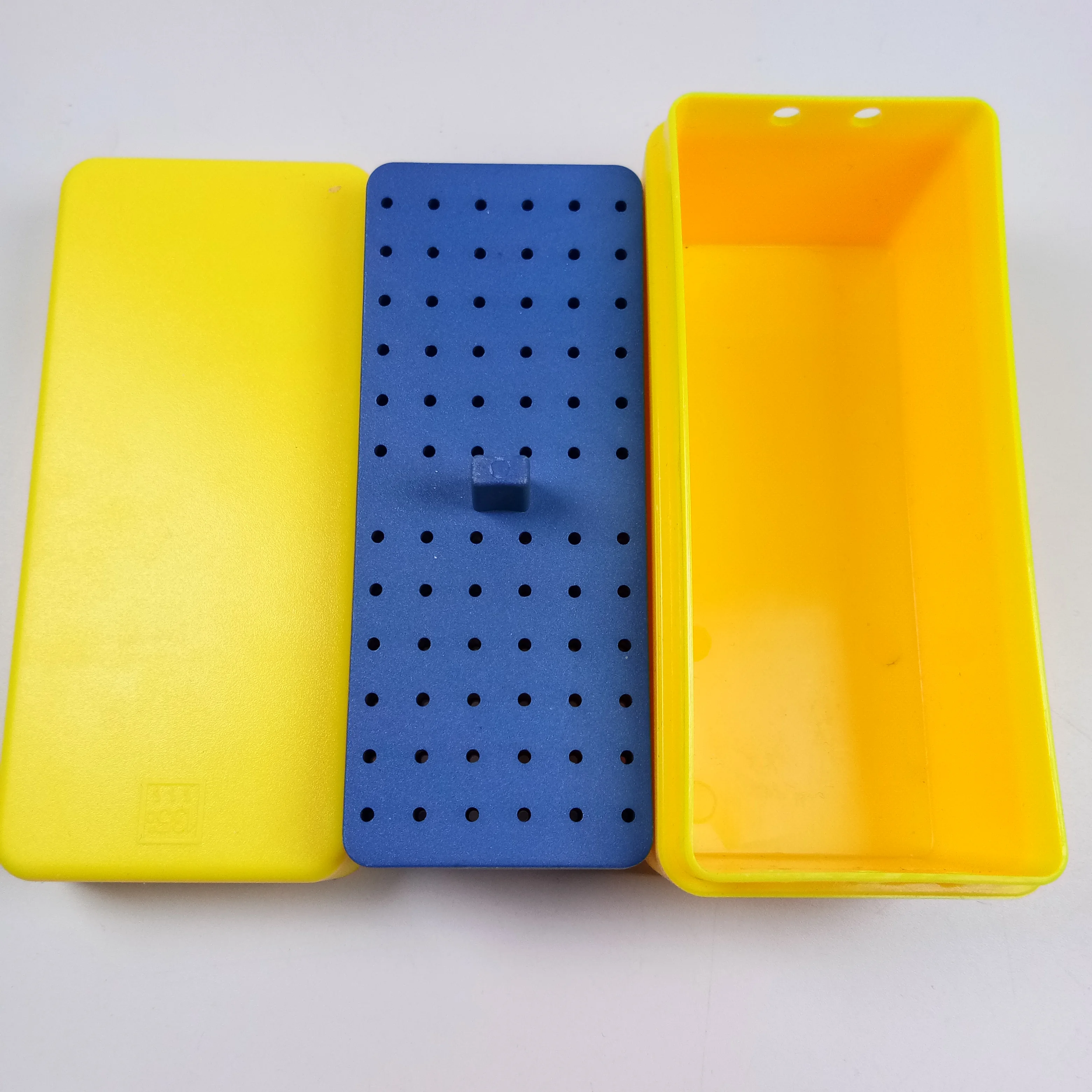 

72 Holes Dental Endo Box for Sterilize Diamond Burs Resistant to High Tempreture and Pressure Yellow Free Ship 1pcs