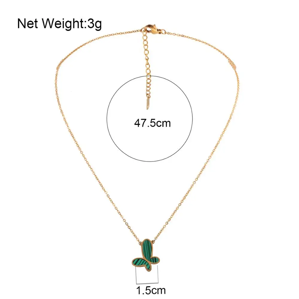 

Lifefontier Cute Green Butterfly Pendant Necklaces for Women Shiny Chain Link Choker Necklace Simple Jewelry