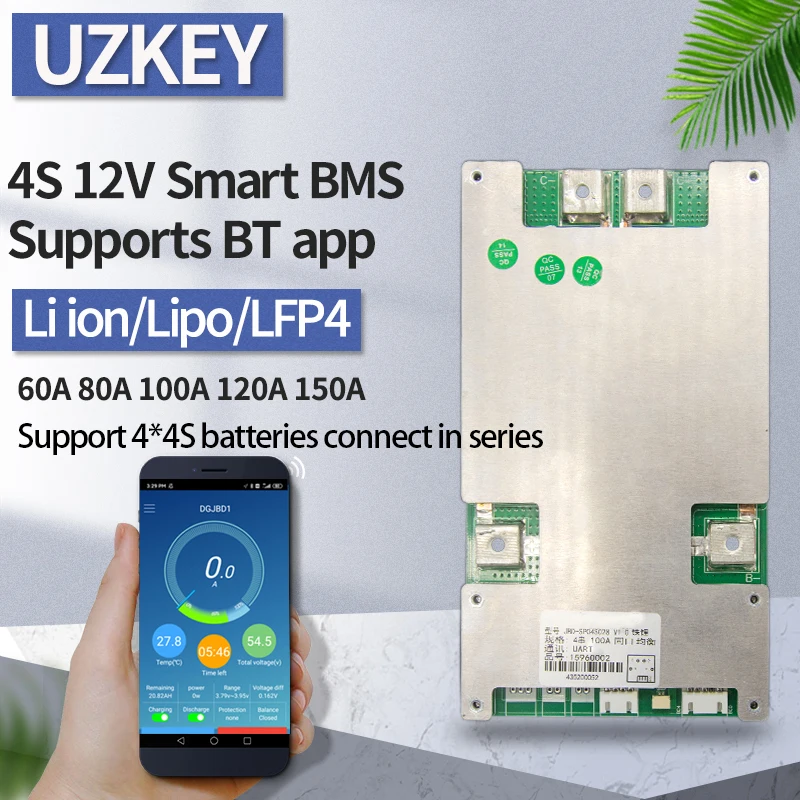 

4s 12v 60a 80a 100a 120a 150a 80V Выдерживаемое Напряжение умный порт bms общий Lifepo4 Lipo Поддержка Bluetooth сбалансированный pcm