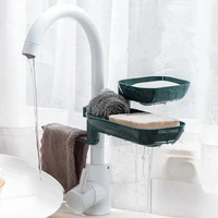 sink faucet drain rack soap dish rotating rag drain storage shelf 3 layers sponge holder organizer bathroom accessories