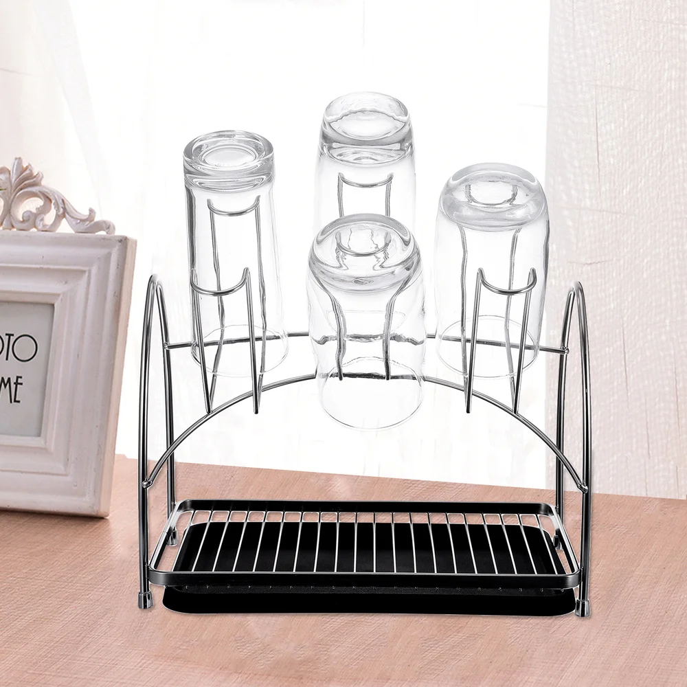 

1pc Stainless Steel Cups Rack Mugs Storage Rack Cookware Rack for Tabletop