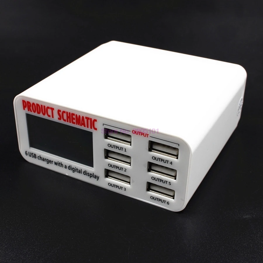 

dhl or fedex 50pcs 6 Ports USB Charger Travel Charger LCD Digital Display Smart Charging Station USB Charging EU/US/UK