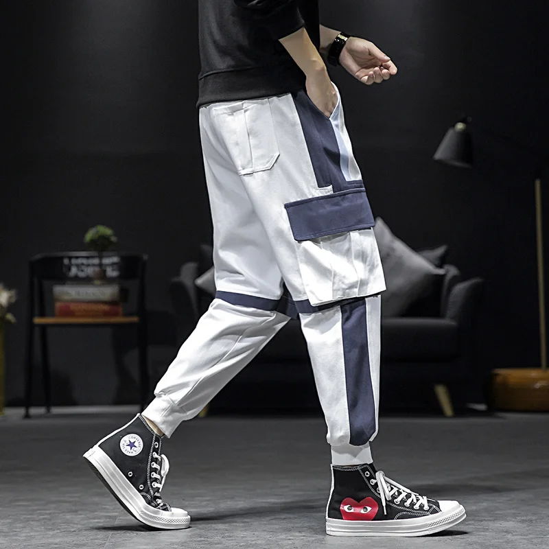 Liketkit брюки карго мужские зимние 2019 Цветные Лоскутные боковые карманы для бега