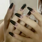 24 шт Длинные накладные ногти для гроба черные градиентные матовые балерины поддельные ногти DIY Типсы для маникюра пресс для ногтей украшения ногтей