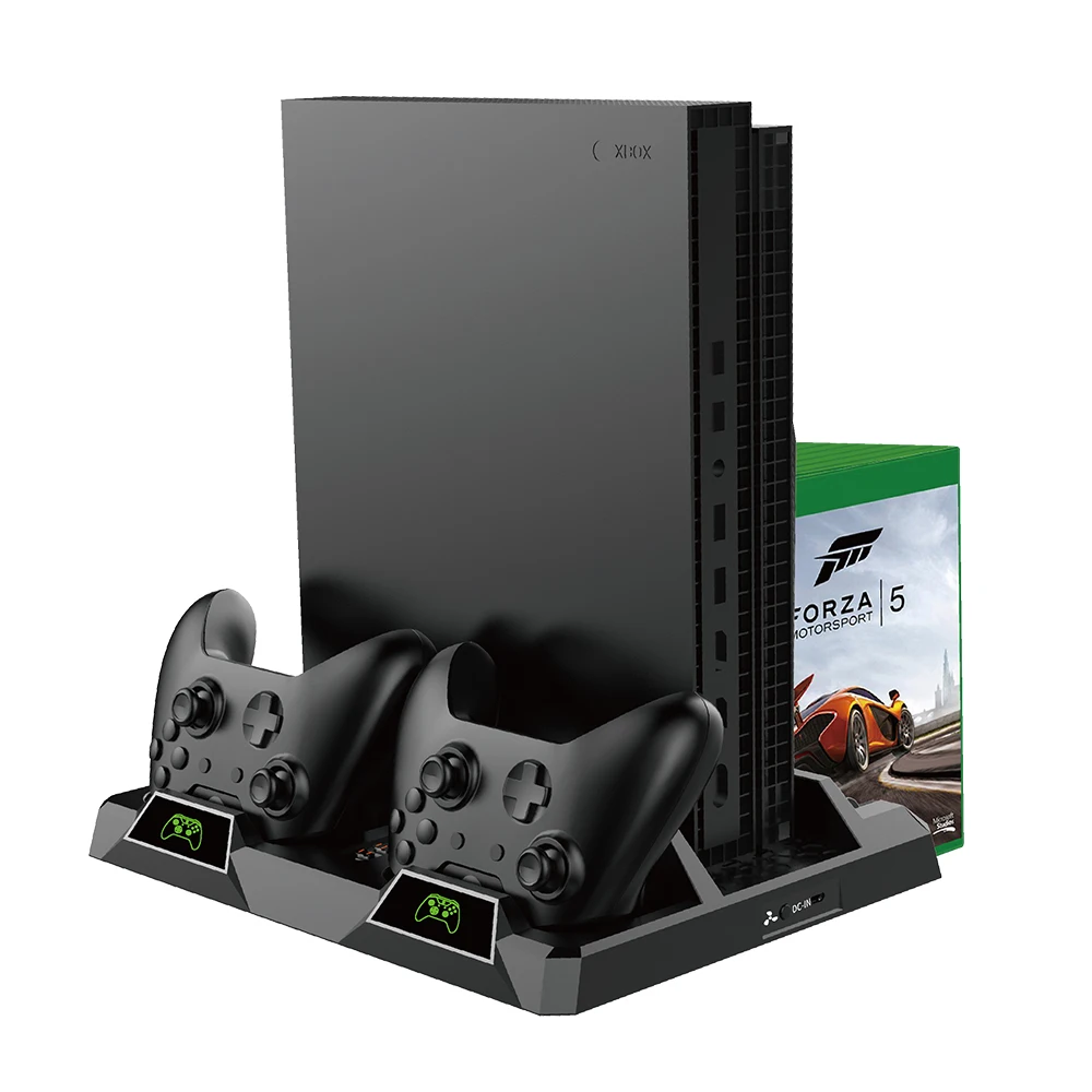 

Vertical Stand For Xbox ONE/S/X Console Cooling Fan Dual Controller Charger LED Indicator Charging Station Dock With 4 Adaptors