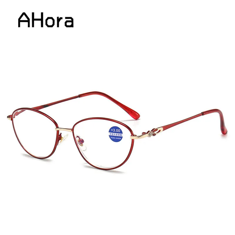 

Ahora 2022 Luxury Women Anti Blue Light Reading Glasses Flower Cat Eyes Presbyopia Eyeglasses +1.0+1.5+2.0+2.5+3.0+3.5+4.0
