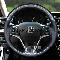 diy car steering wheel cover for honda civic 10th accord crv fit xrv city interior accessories carbon fibre leather sewing