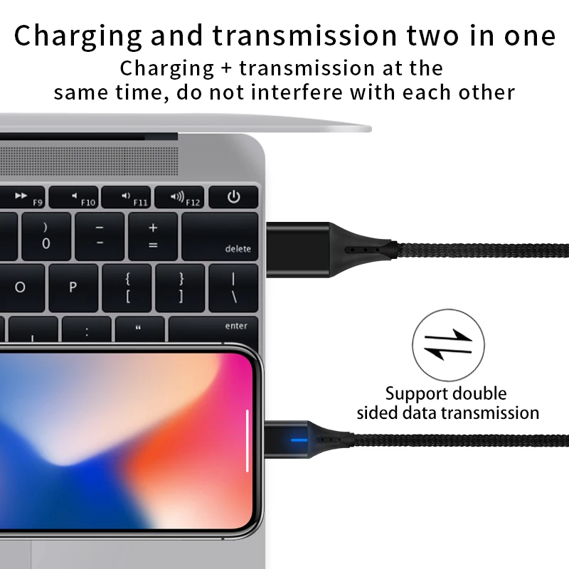 Магнитный usb кабель CatXaa 1 м Type c Micro USB 8 Pin магнитный для передачи данных 3A быстрая
