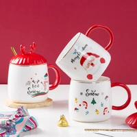 cute mugs coffee cups ceramic christmas mug with lid and spoon breakfast coffee mug set taza navidad regalos personalizados