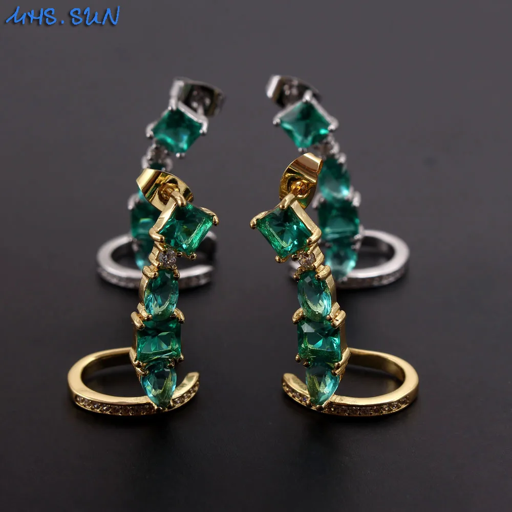 Женские серьги гвоздики MHS.SUN в южноамериканском стиле с фианитами класса ААА