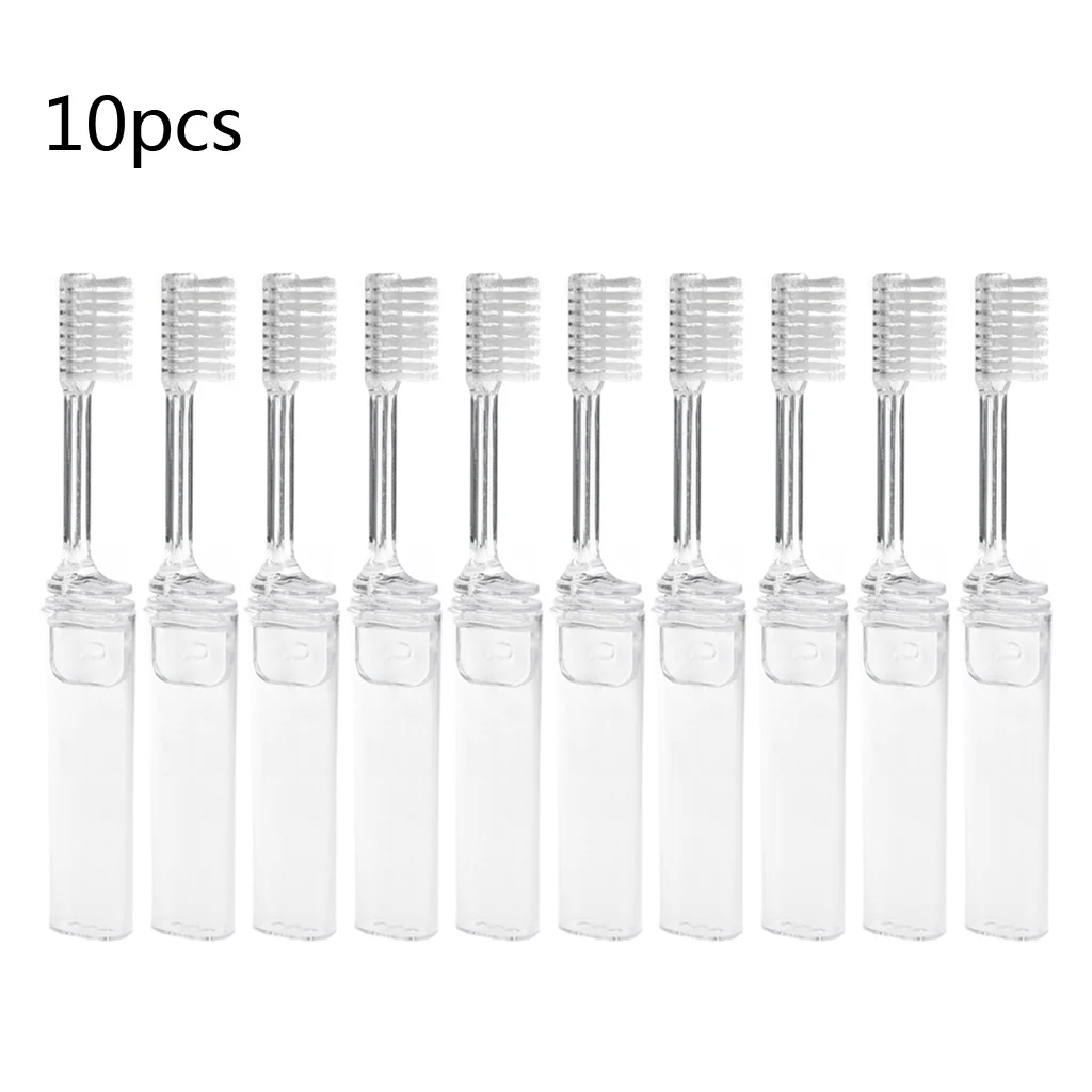 

10Pcs Transparent Portable Disposable Plastic Folding Toothbrush Soft Bristles