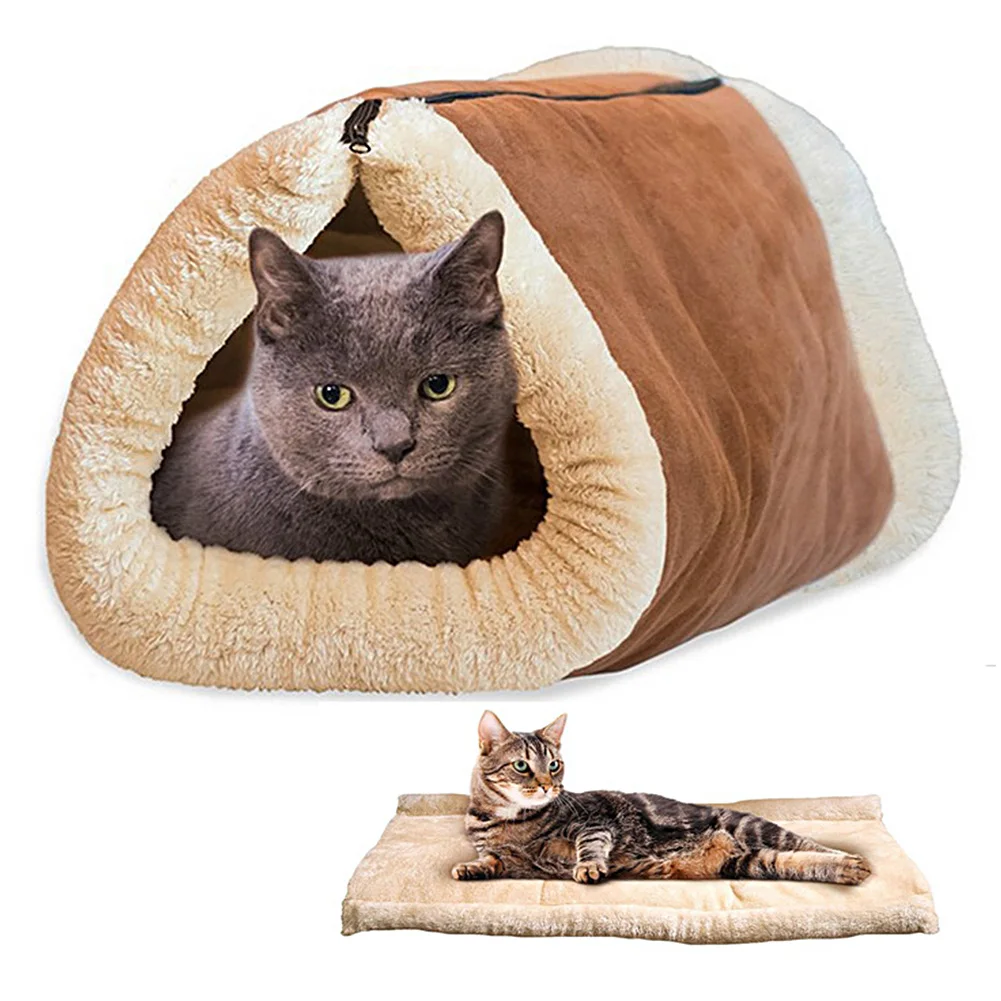 

2 in 1 Tunnel Bed Mat Cat Mat Snuggly Dog Cat Puppy Warm Sleeping Bag Pet Accessories
