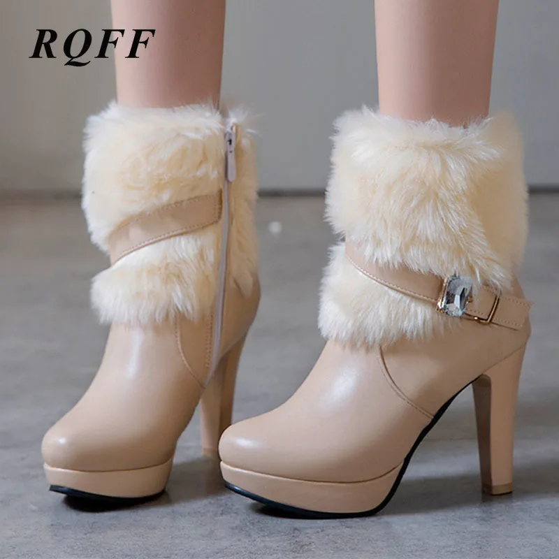 Женские ботильоны на очень высоком каблуке ботинки платформе с круглым носком и