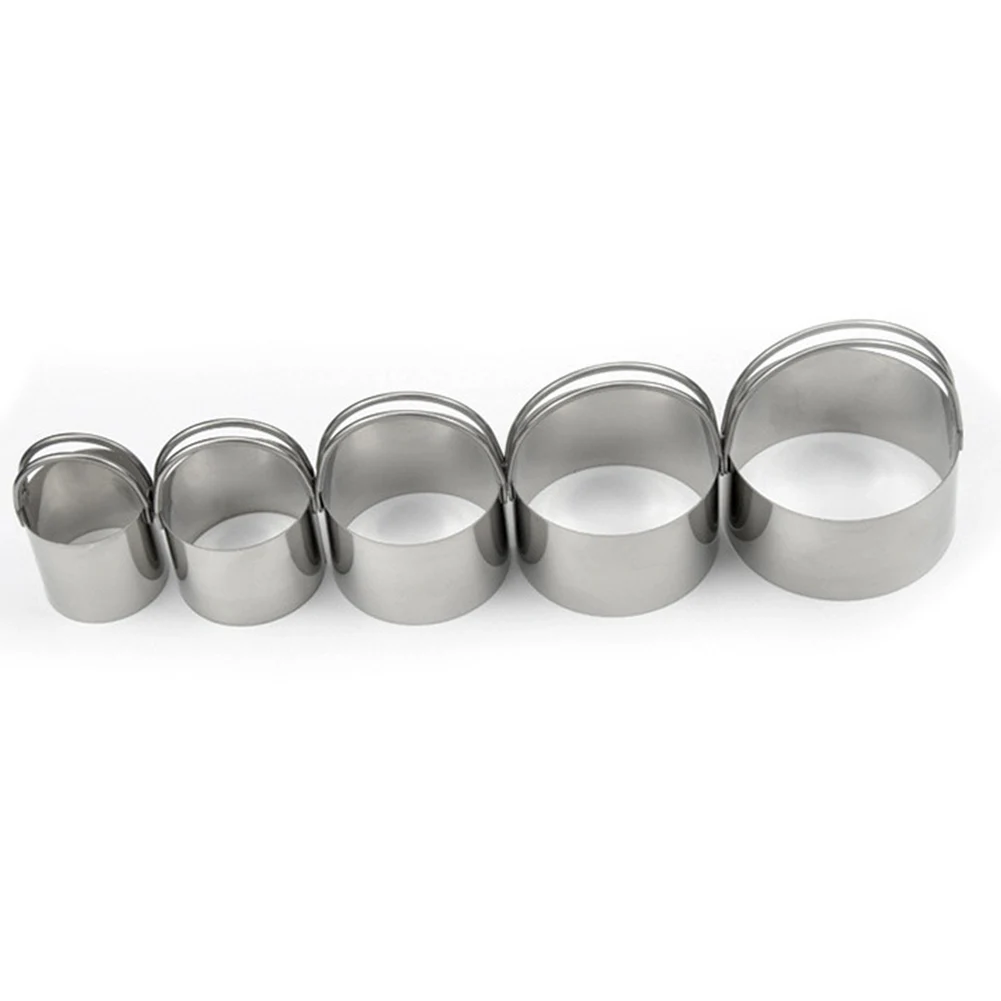 

Stainless Steel Biscuit Cutter Mould Round Shape Cake Fondant Mold Kitchen Gadgets Baking Accessories Cookie Cutter Set of 5