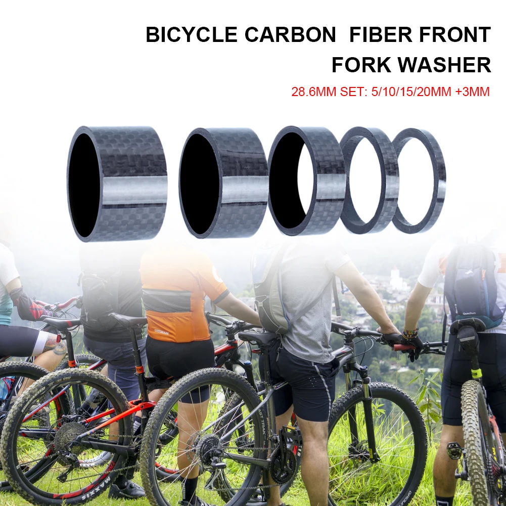 

5pcs Bicycle Spacer 3K Glossy Carbon Spacer 28.6mm Headset Stem MTB Road Bike Washer 3mm 5mm 10mm 15mm 20mm
