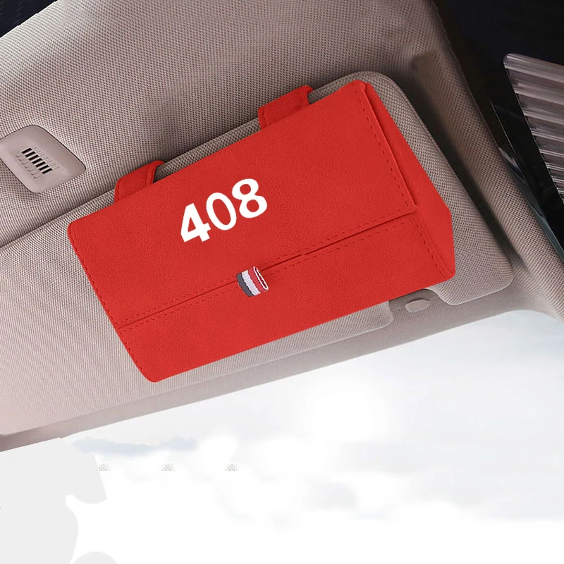 

1pc For Peugeot 408 Flocking Auto Glasses Box Storage Holder Car Sunglasses Case Holder Organizer Interior Accessories
