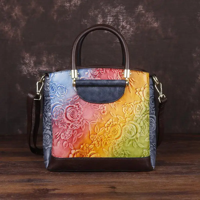 

Retro Luxury Handbags 2022 Summer Fashion Genuine Leather Large Capacity Shoulder Crossbody Bags Cowhide Women Bag Sac A Main