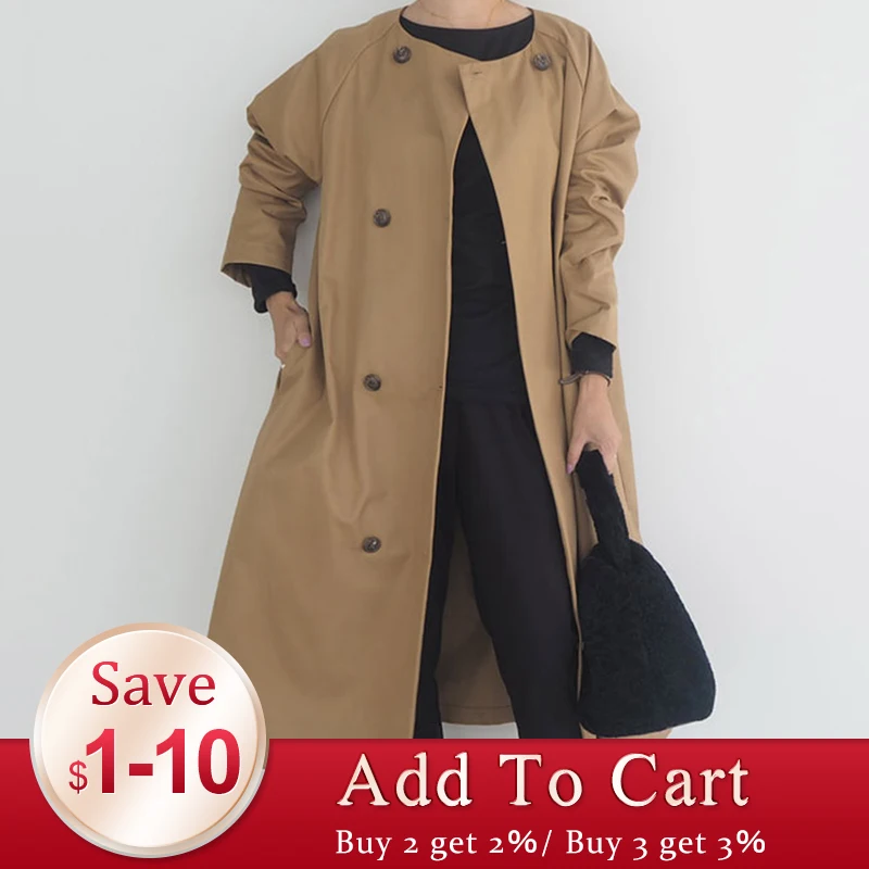 Женское пальто в Корейском стиле элегантная офисная ветровка Свободный Длинный