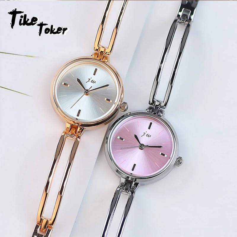 

Tike Toker Women Bracelet Watches Luxury Fashion Rose Gold Alloy Small Quartz Watch Qualities Simple Ladies Wristwatches Female