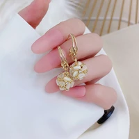 ydl fashion hydrangea styles earring gold color plating earring temperament elegant zircon earrings round trendy luxury gift