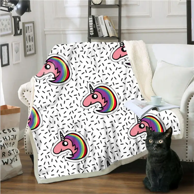 Вязаное одеяло с рисунком единорога для дивана 150 см X 200 капюшоном одеяла ручная