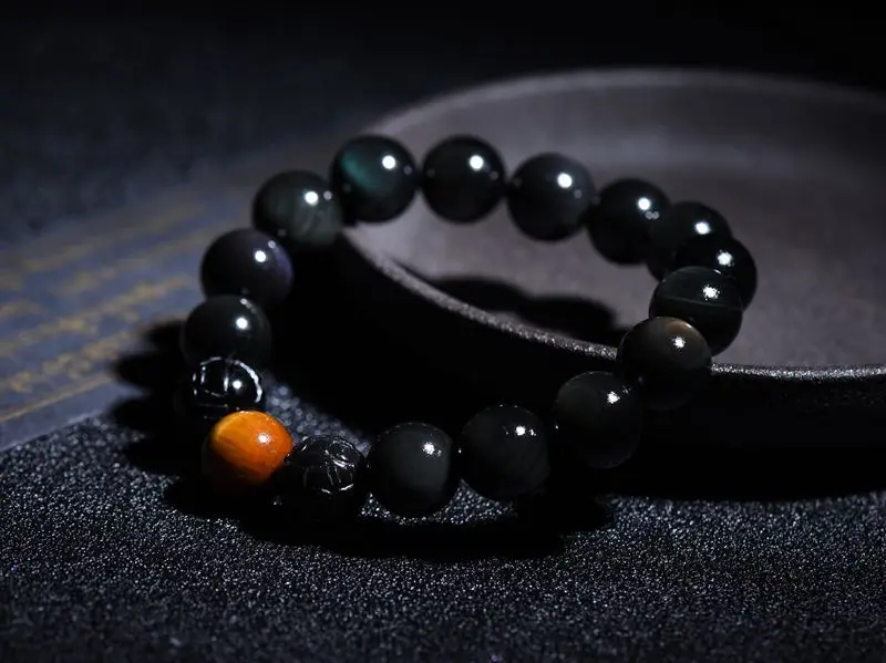 Натуральный кристалл Радуга обсидиановый глаз пиксиу браслет Буддийские