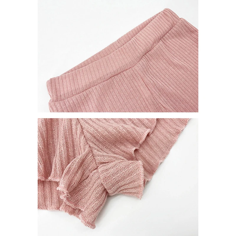 

Women Sexy Double Zipper Knitted Sweater Two Piece Set Women O Neck Long Sleeve Crop Top And Shorts 2 Piece Set Outfits