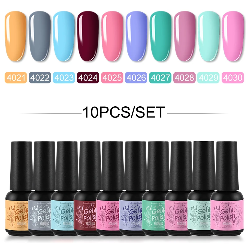 

ROSALIND UV Nail Gel Polish Kits Hybrid Varnish Semi Permanent Soak Off Nail Art Top Base Matt Coat UV Gel Polish Set Need Lamp