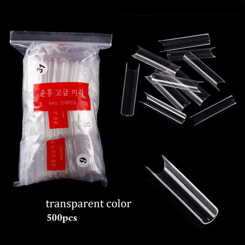 

500Pcs Clear Natural French Coffin False Full Cover Fake Nail Acrylic Nails Art Tips UV Gel Ultra Flexible Fake Nail clip