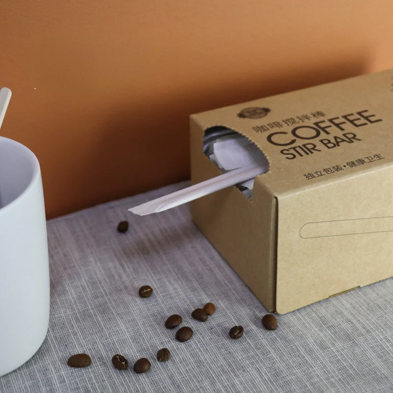 Agitador de madera desechable individual, agitador de caf&eacute; para t&eacute; de la leche, 200 Uds. En bolsas-1