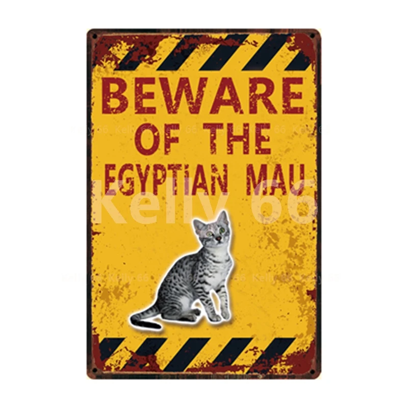 

[ Kelly66 ] Pet Cat Beware Of The Bengal Bombay La Perm Burmese Metal Sign Home Decor Bar Wall Art Painting 20*30 CM Size Dy150