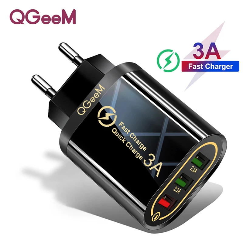 QGEEM 3 USB зарядное устройство для iPhone Quick Charge 3,0 быстрое зарядное устройство для Xiaomi QC 3,0 портативное зарядное устройство для телефона зарядный адаптер