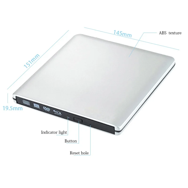 Внешний Привод Blu-Ray с USB 3 0 DVD-плееров 3D тонкий оптический привод устройство для