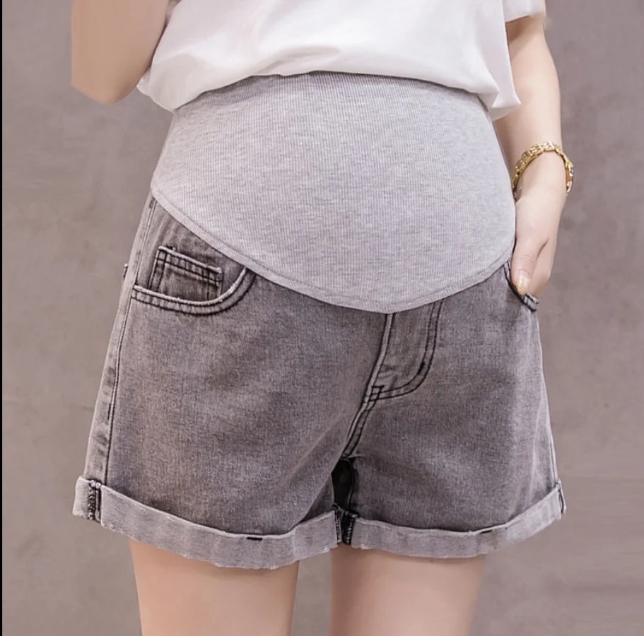

Maternity denim shorts women's new loose fashion maternity wear bottoming pants thin outer summer wear Pants for Pregnant
