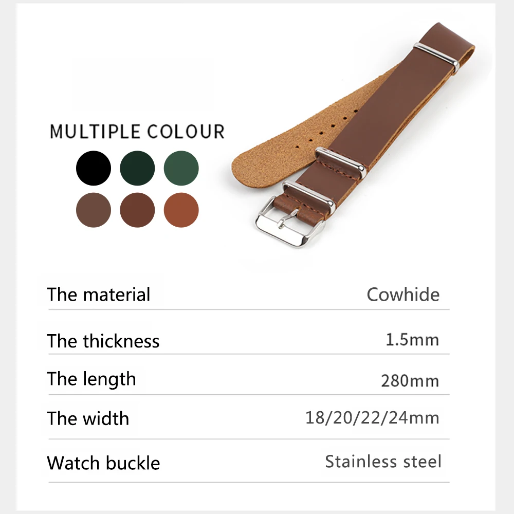 Men Watch Band Genuine Leather Watch Strap Black Brown Coffee Calfskin Military Wristband Bracelet 18mm 20mm 22mm 24mm