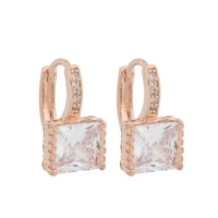 new women modern creative party fashion jewelry rose gold color big square drop earrings natural zircon micro wax inlay earring
