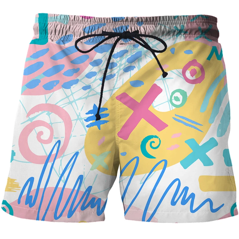

3D Printing Shorts Summer Island Vacation Beach Shorts Graffiti pattern Men Baggy Printed Casual Comfortable Running Sport Short