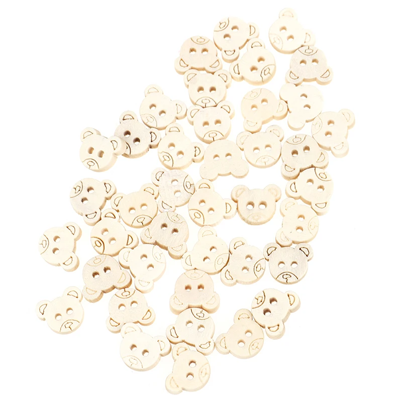 

20/40pcs Wood Sewing Button Scrapbooking Little Bear Two Holes
